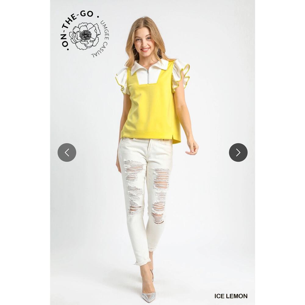 Umgee - Luxeknit Ruffle Sleeve Top - Small - Picture 4 of 5
